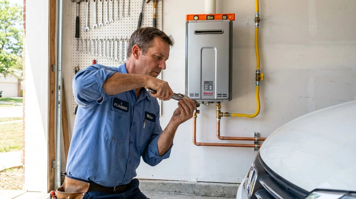 Tankless water heater installation by a Johns Plumbing LLC plumber in Long Beach