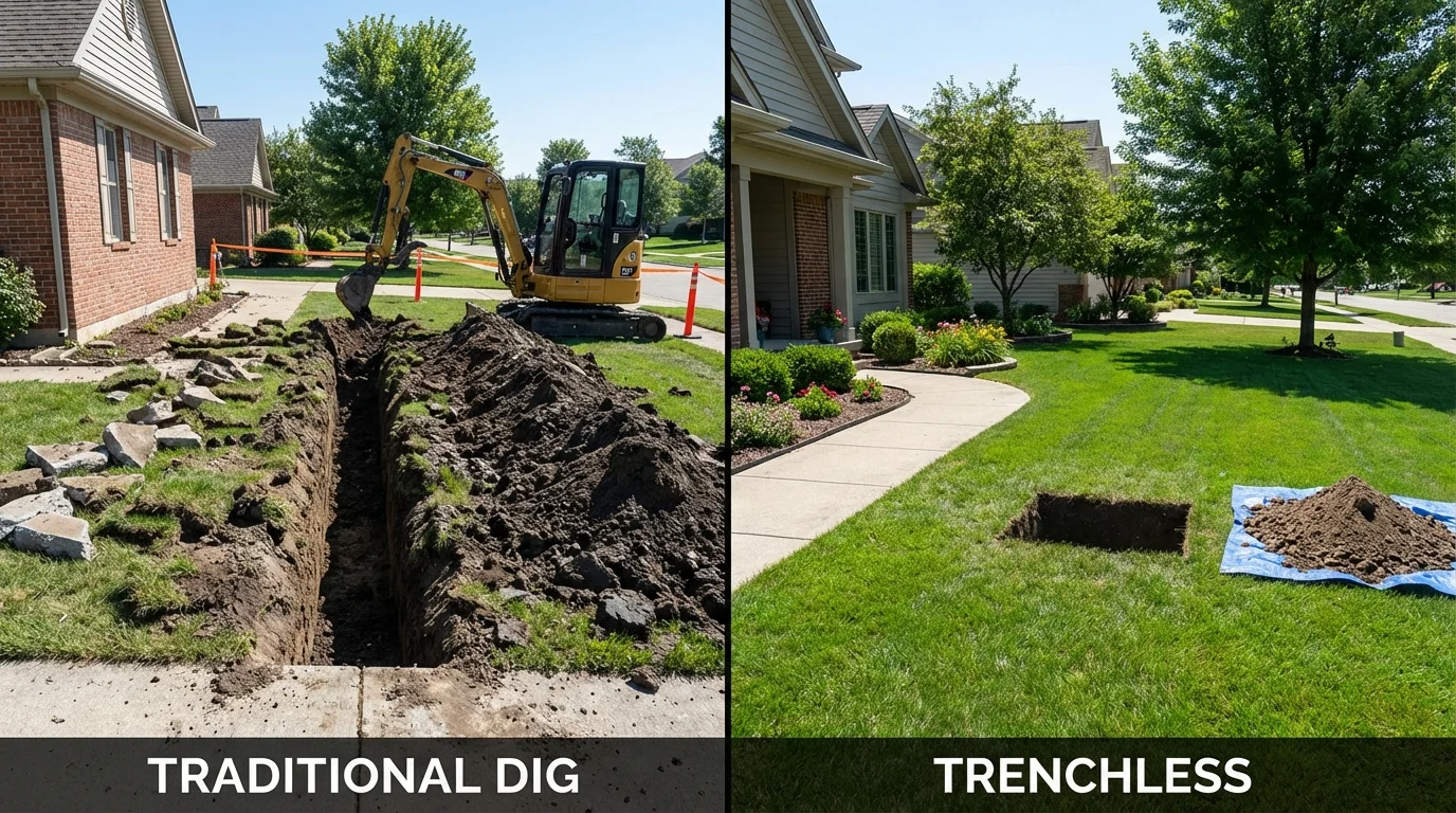Trenchless sewer repair with minimal yard damage versus traditional excavation in Long Beach, CA